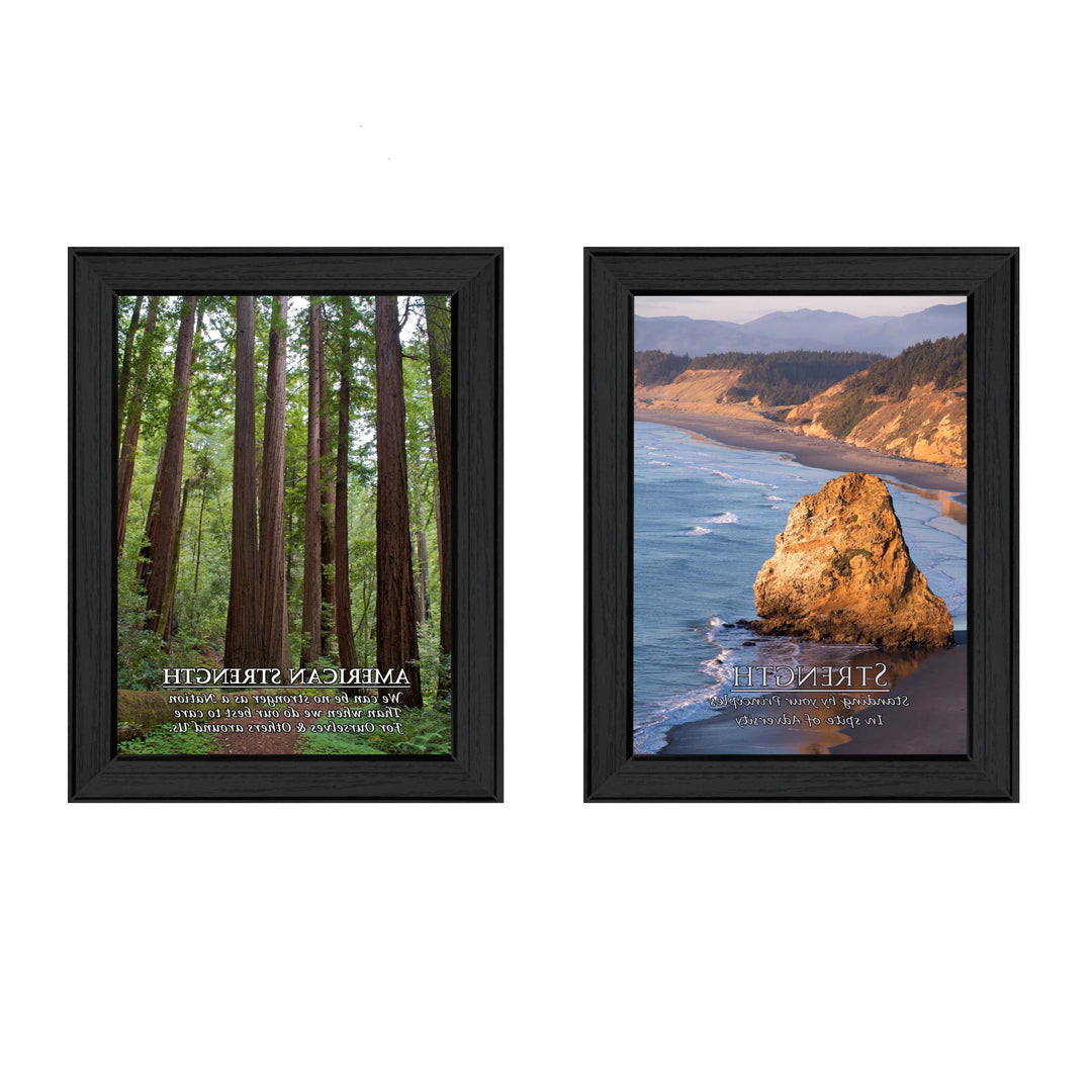 Set Of Two Strength 1 Black Framed Print Wall Art