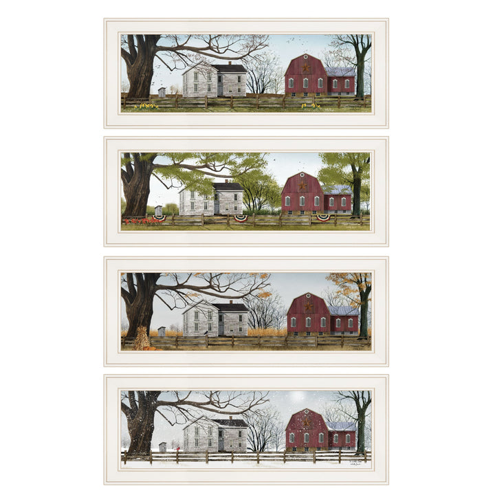 Set Of Four Four Seasons Collection II 1 White Framed Print Wall Art