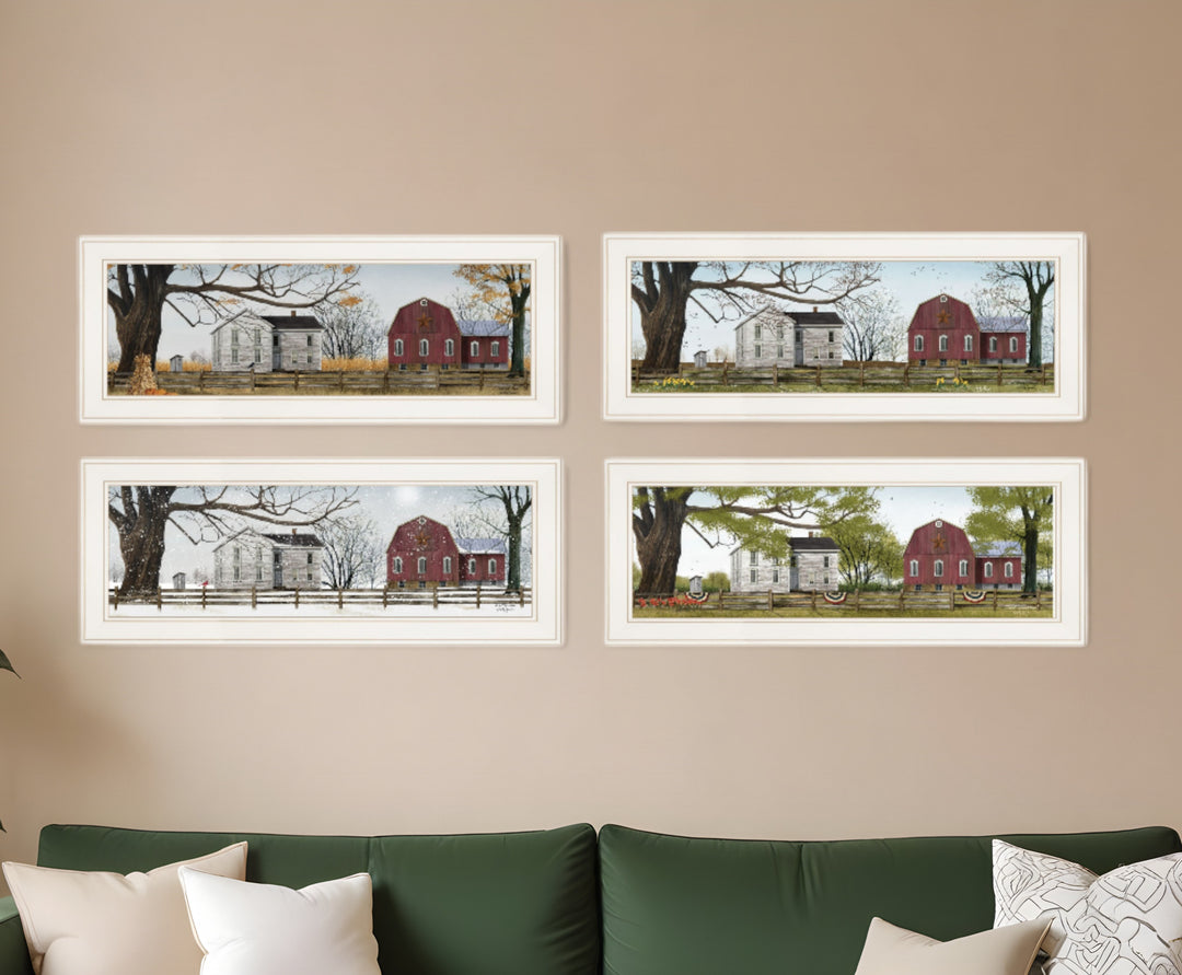 Set Of Four Four Seasons Collection II 1 White Framed Print Wall Art