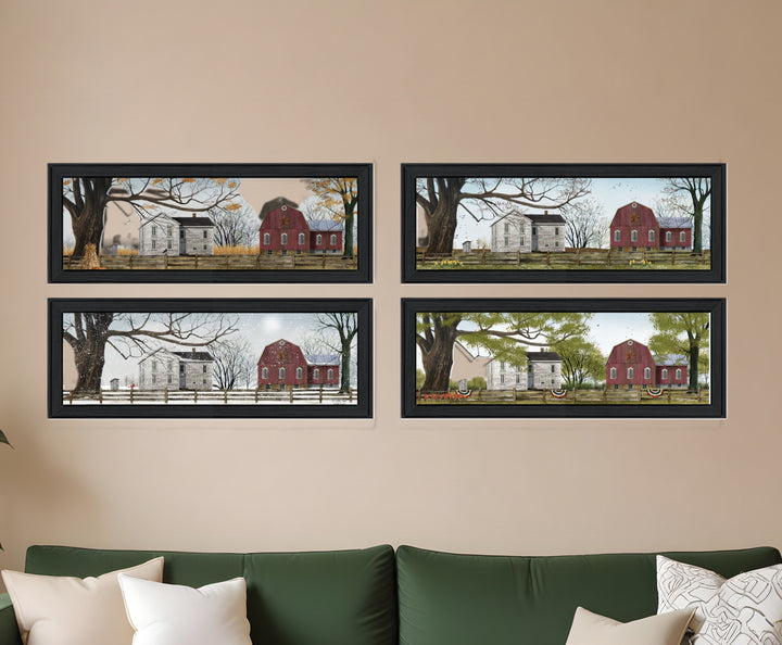 Set Of Four Four Seasons Collection II 2 Black Framed Print Wall Art