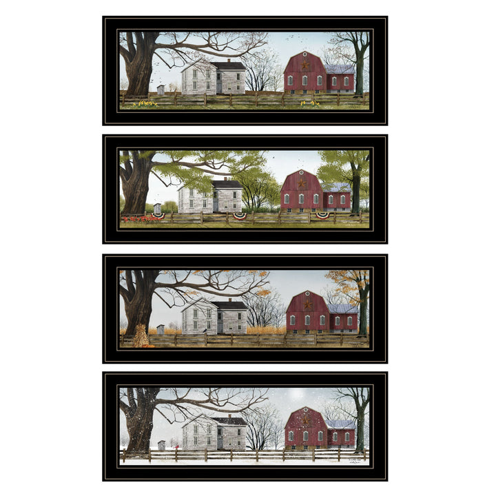 Set Of Four Four Seasons Collection II 3 Black Framed Print Wall Art