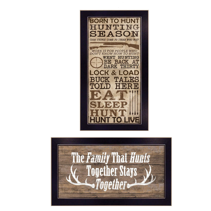 Set Of Two Hunting Season Black Framed Print Wall Art