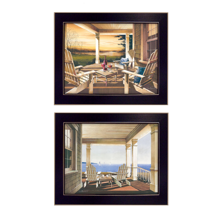 Set Of Two Veranda Views Black Framed Print Wall Art