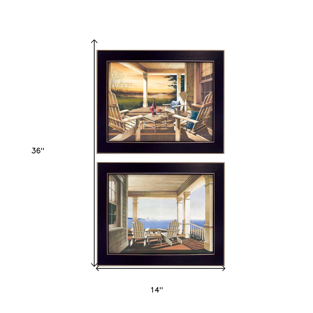 Set Of Two Veranda Views Black Framed Print Wall Art