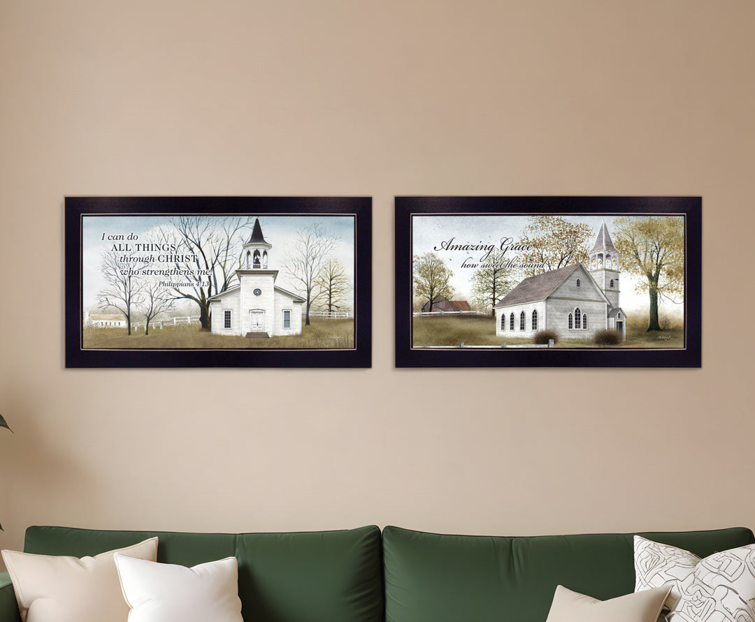 Set Of Two Amazing Grace 1 Black Framed Print Wall Art