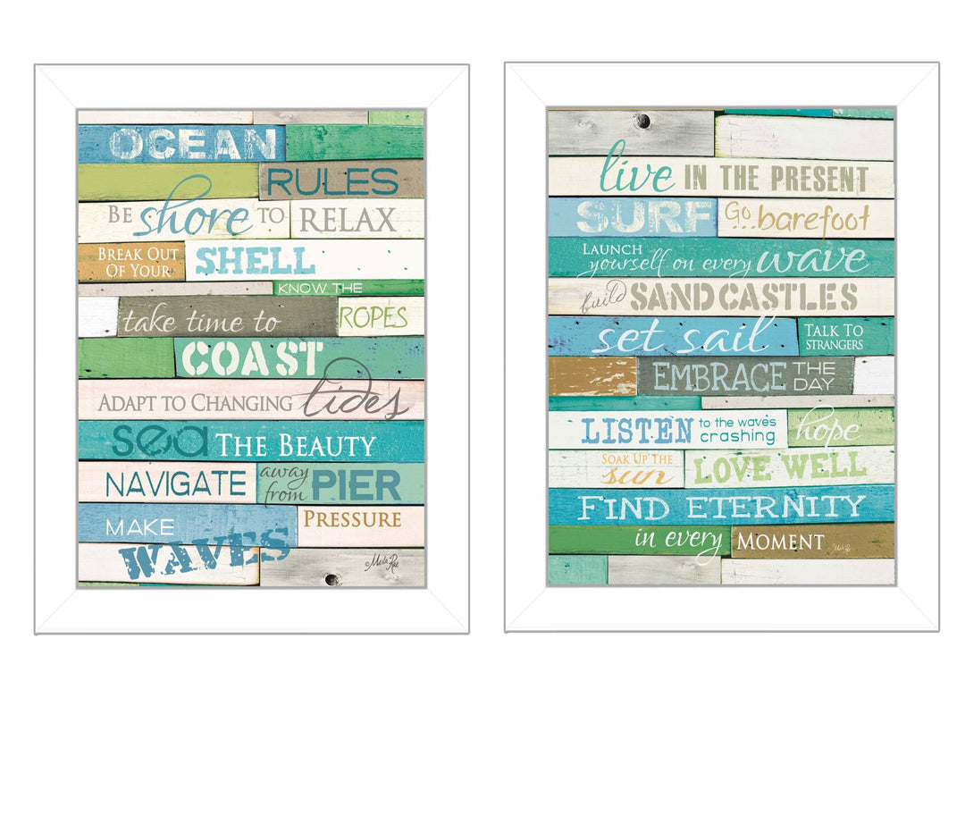 Set Of Two Live in The Present 2 White Framed Print Wall Art