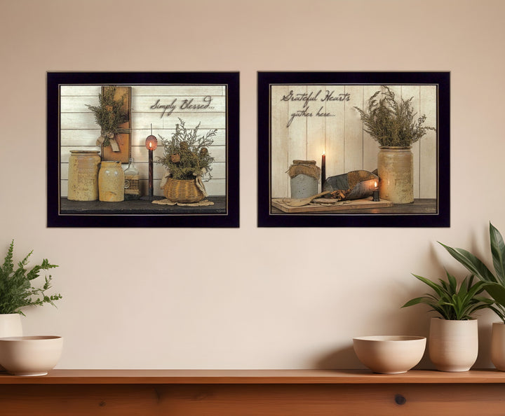 Set Of Two Blessed Gathering Black Framed Print Wall Art