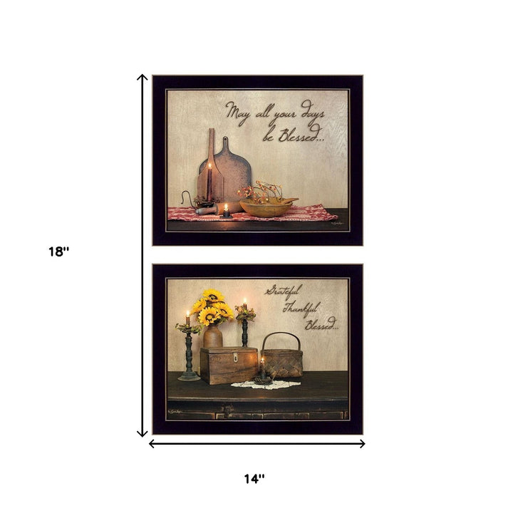 Set Of Two Twice Blessed Black Framed Print Wall Art