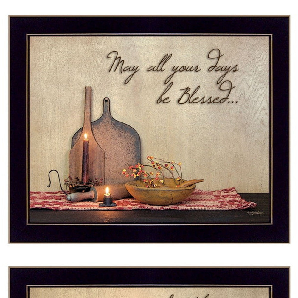 Set Of Two Twice Blessed Black Framed Print Wall Art