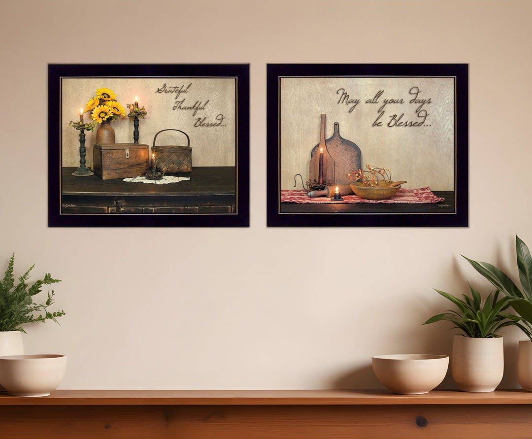 Set Of Two Twice Blessed Black Framed Print Wall Art