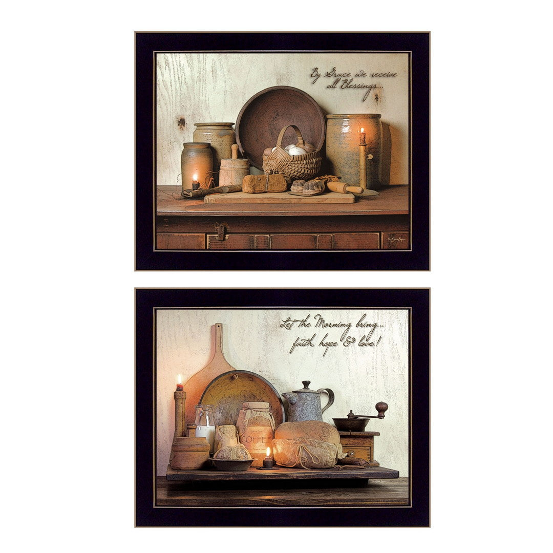 Set Of Two By Grace 1 Black Framed Print Wall Art