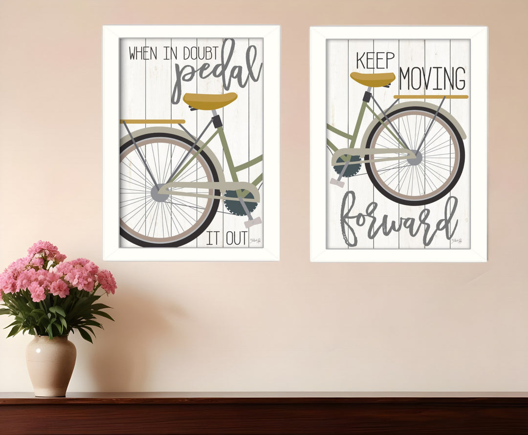 Set Of Two Pedal it Out 3 White Framed Print Wall Art