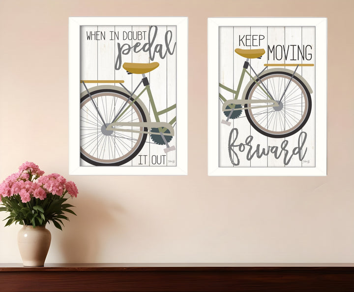 Set Of Two Pedal it Out 3 White Framed Print Wall Art