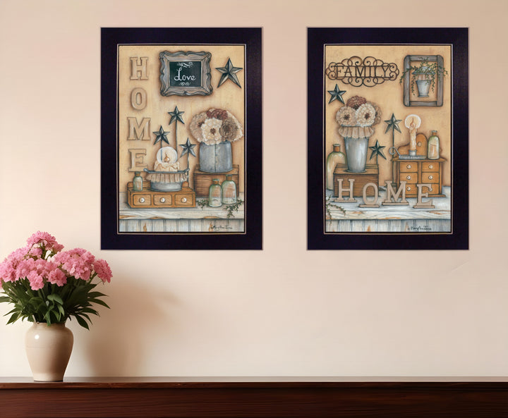 Set Of Two Where Family and Friends Gather II 1 Black Framed Print Wall Art