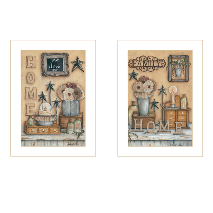 Set Of Two Where Family and Friends Gather II 2 White Framed Print Wall Art