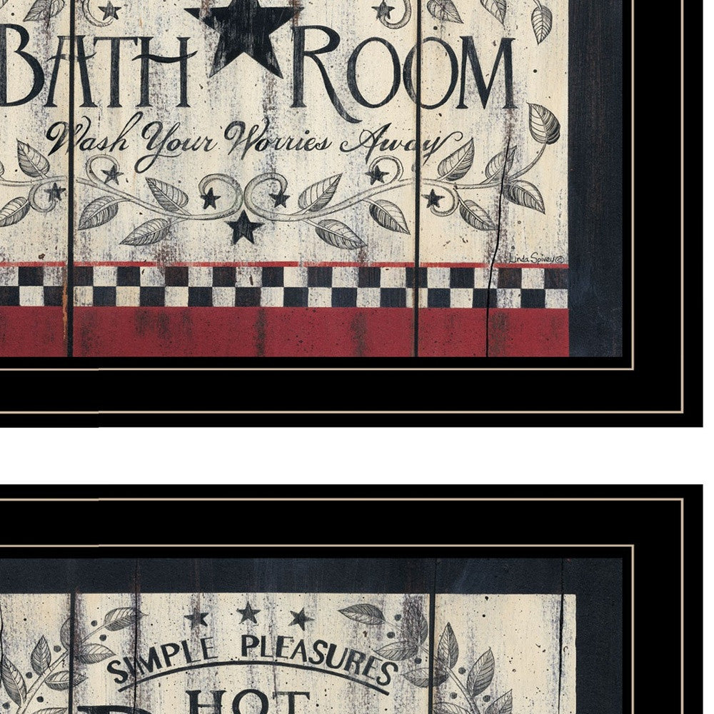 Set Of Two Hot Bath 8 Black Framed Print Bathroom Wall Art