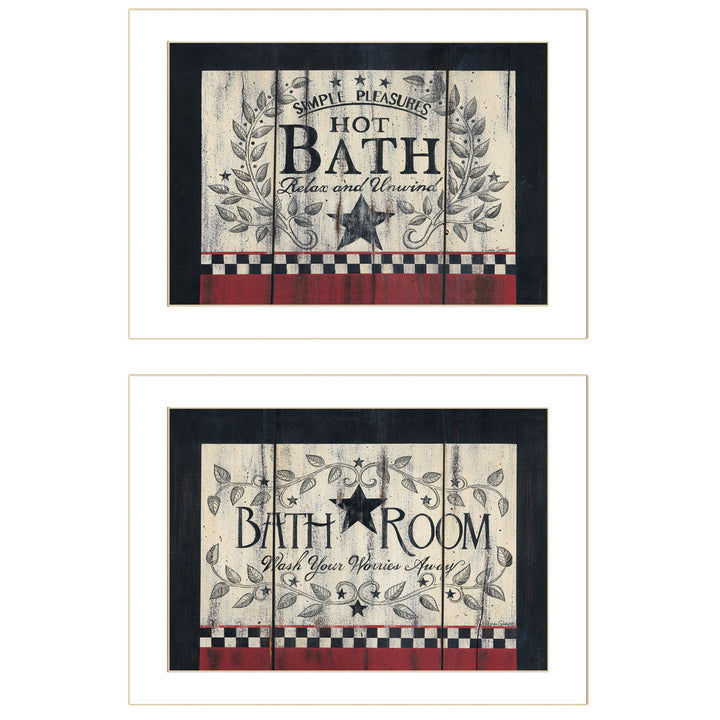 Set Of Two Hot Bath 3 White Framed Print Bathroom Wall Art