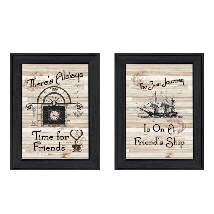 Set Of Two Friendship Journey 1 Black Framed Print Kitchen Wall Art