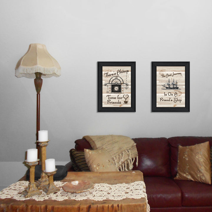 Set Of Two Friendship Journey 1 Black Framed Print Kitchen Wall Art