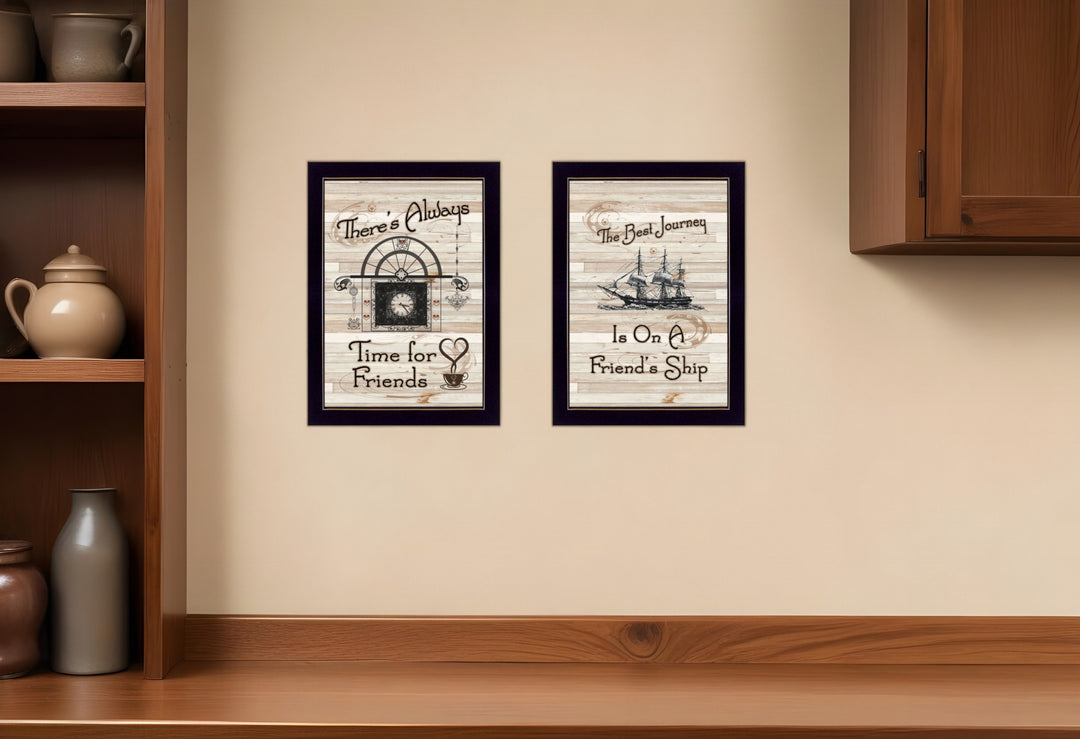 Set Of Two Friendship Journey 2 Black Framed Print Kitchen Wall Art