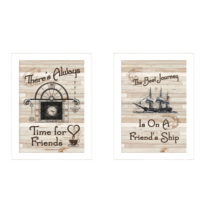 Set Of Two Friendship Journey 3 White Framed Print Kitchen Wall Art