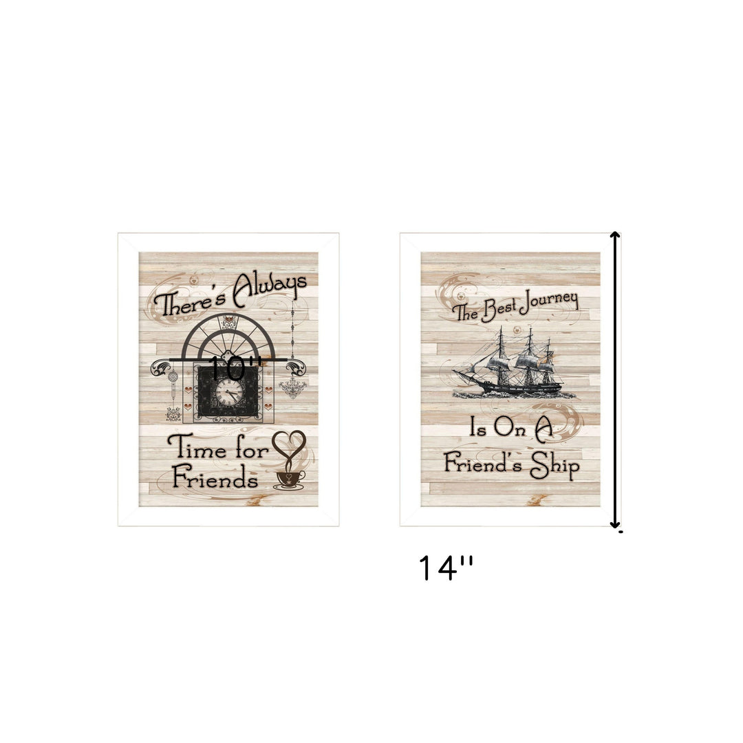 Set Of Two Friendship Journey 3 White Framed Print Kitchen Wall Art