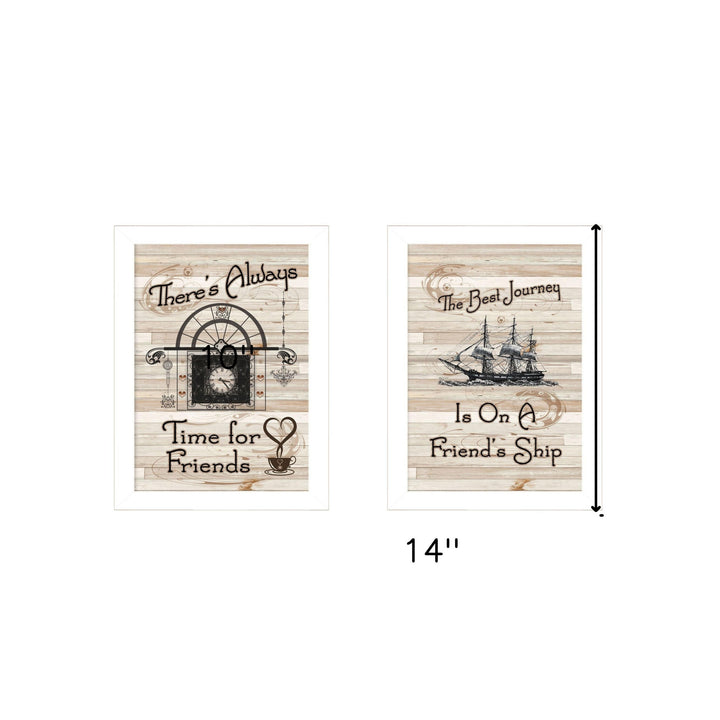 Set Of Two Friendship Journey 3 White Framed Print Kitchen Wall Art