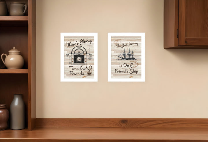 Set Of Two Friendship Journey 3 White Framed Print Kitchen Wall Art