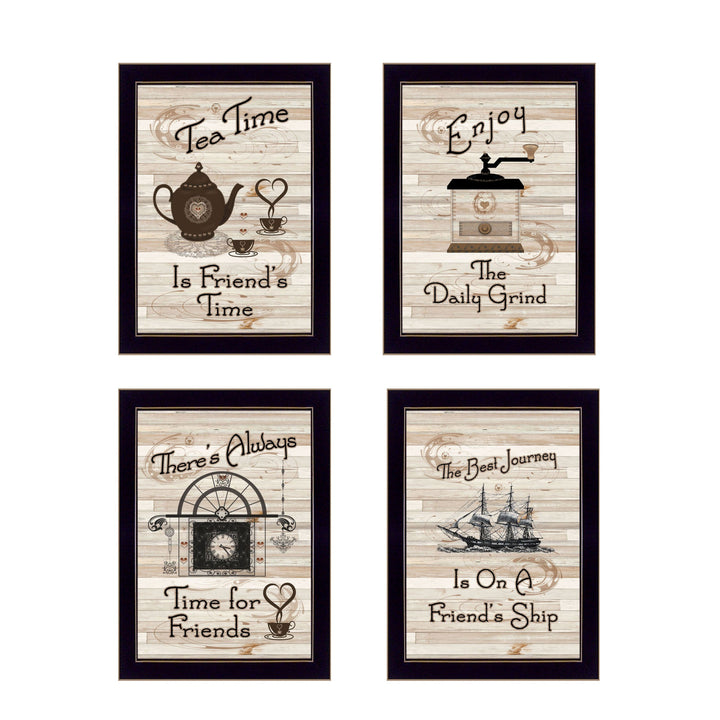 Set Of Four Friendship 2 Black Framed Print Kitchen Wall Art