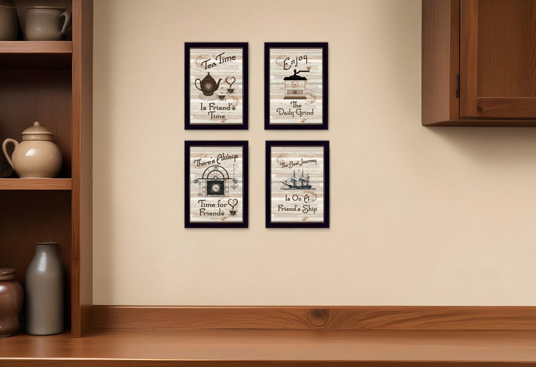 Set Of Four Friendship 2 Black Framed Print Kitchen Wall Art