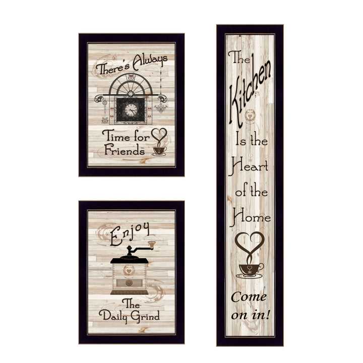 Set Of Three The Kitchen Collection I 3 Black Framed Print Kitchen Wall Art