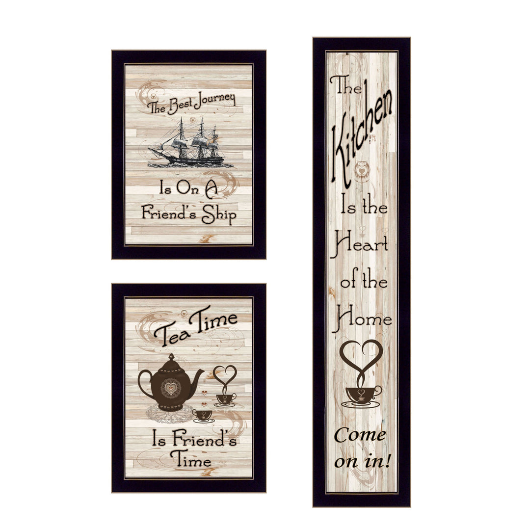 Set Of Three The Kitchen Collection II 2 Black Framed Print Kitchen Wall Art