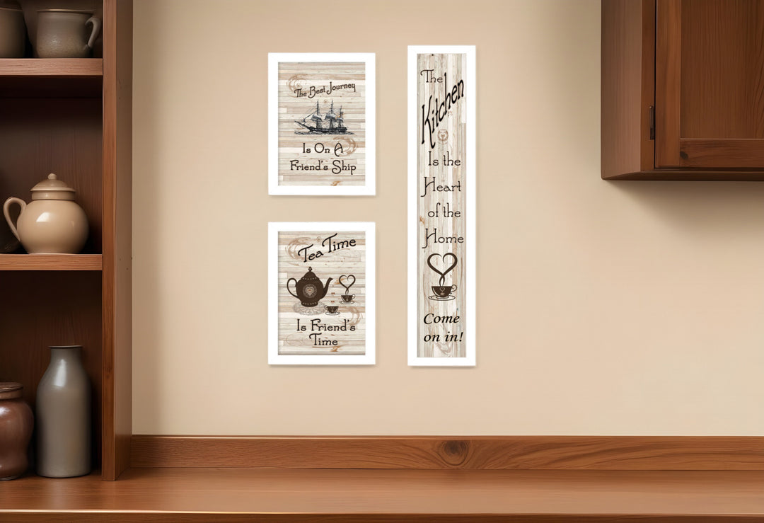 Set Of Three The Kitchen Collection II 4 White Framed Print Kitchen Wall Art