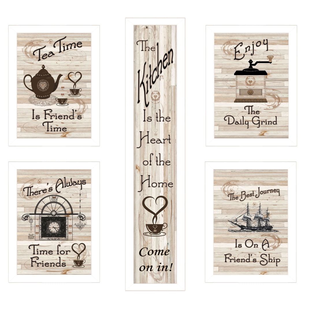 Set Of Five Kitchen Friendship 2 Black Framed Print Kitchen Wall Art