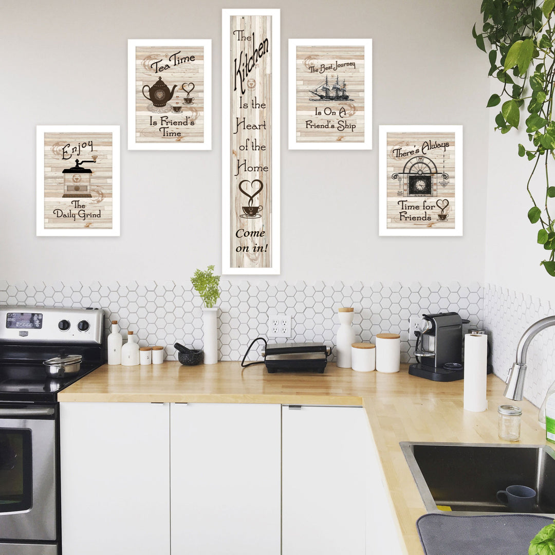 Set Of Five Kitchen Friendship 2 Black Framed Print Kitchen Wall Art