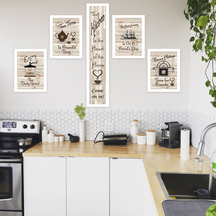 Set Of Five Kitchen Friendship 2 Black Framed Print Kitchen Wall Art