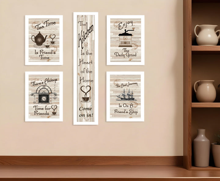 Set Of Five Kitchen Friendship 2 Black Framed Print Kitchen Wall Art