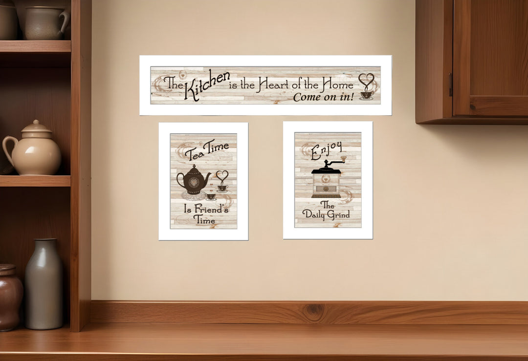 Set Of Three Kitchen Friendship Collection III 2 White Framed Print Kitchen Wall Art