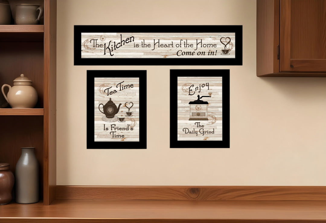 Set Of Three Kitchen Friendship Collection III 3 Black Framed Print Kitchen Wall Art