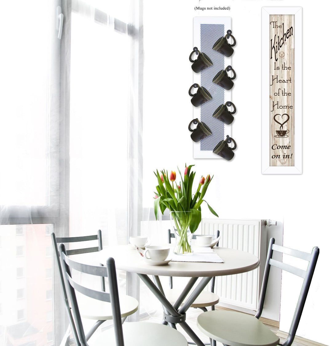 Set Of Two Come On In with Seven Peg Mug Rack 2 Black Framed Print Kitchen Wall Art