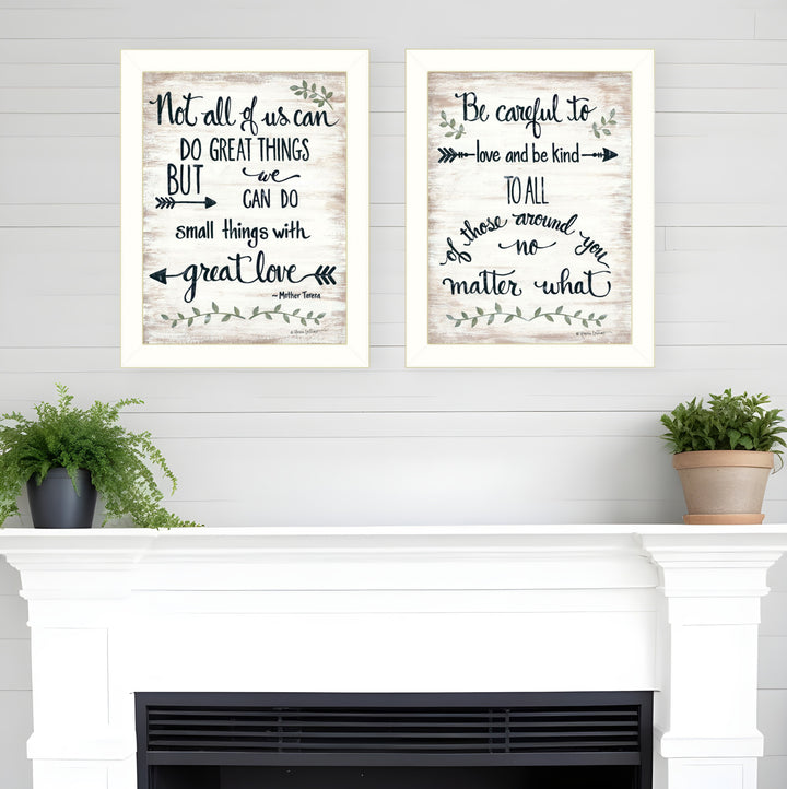 Set Of Two Great Love 2 White Framed Print Wall Art