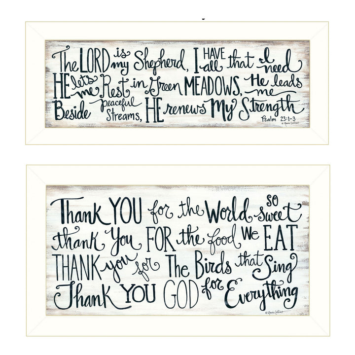 Set Of Two Thank You Lord 1 White Framed Print Wall Art