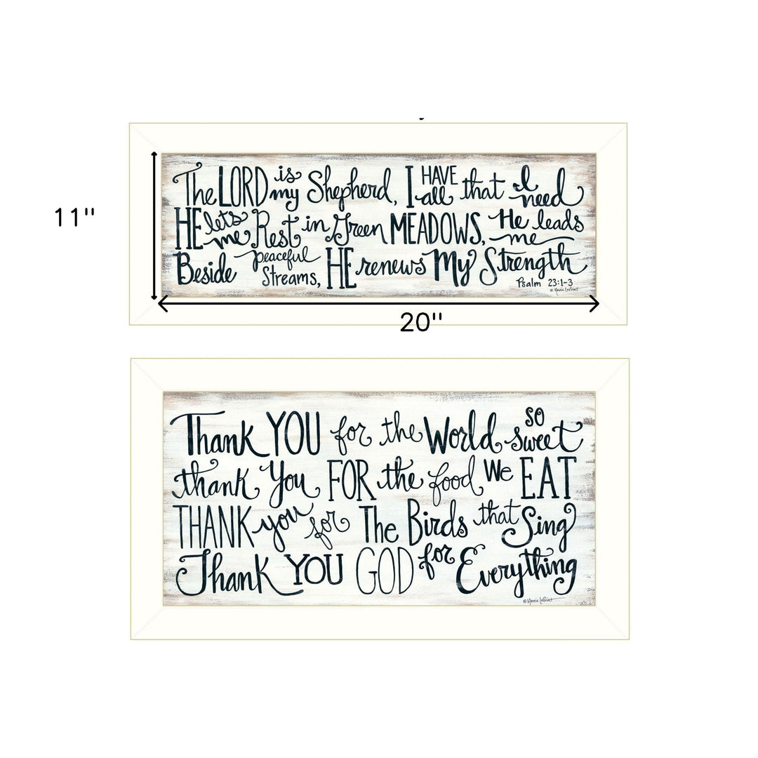 Set Of Two Thank You Lord 1 White Framed Print Wall Art