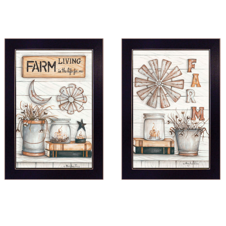 Set Of Two Farm Living 1 Black Framed Print Wall Art