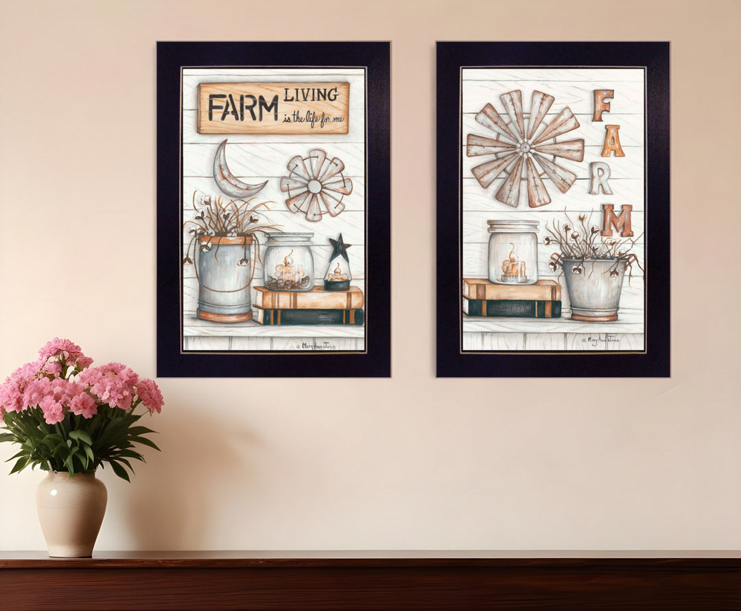 Set Of Two Farm Living 1 Black Framed Print Wall Art