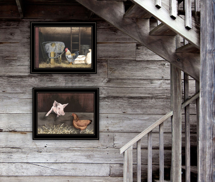 Set Of Two Bacon and Eggs 2 Black Framed Print Wall Art