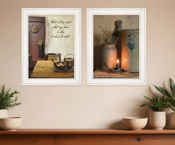 Set Of Two What I Love Most 1 White Framed Print Wall Art