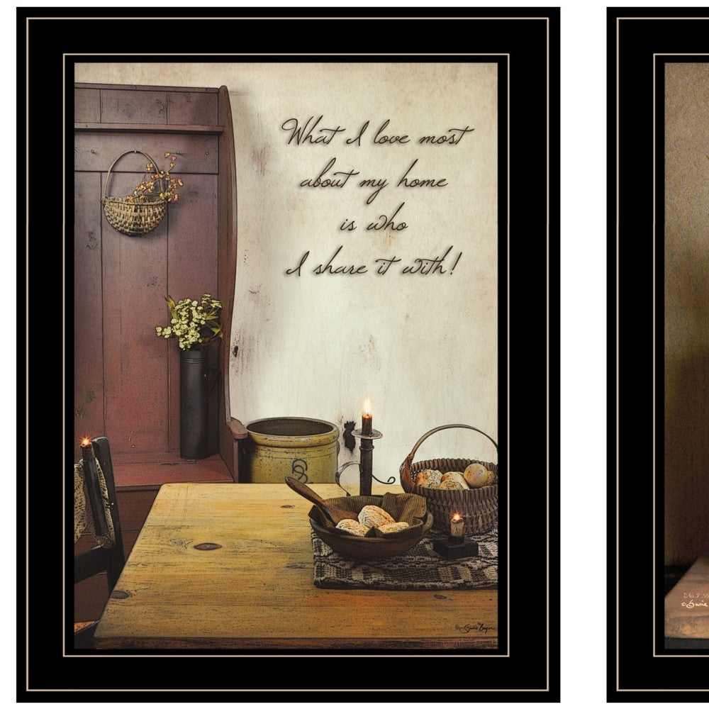 Set Of Two What I Love Most 2 Black Framed Print Wall Art