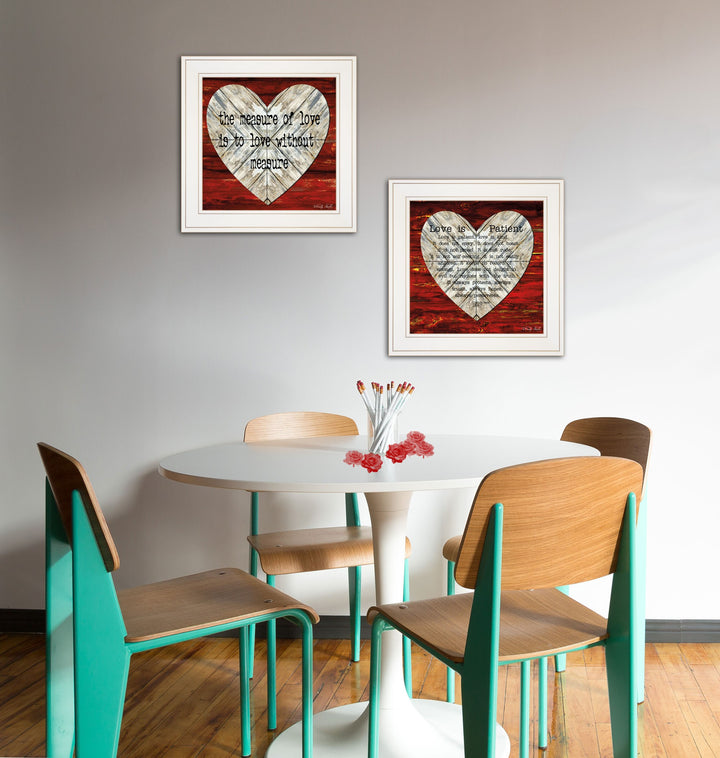 Set Of Two Love is Patient or Measure 1 White Framed Print Wall Art