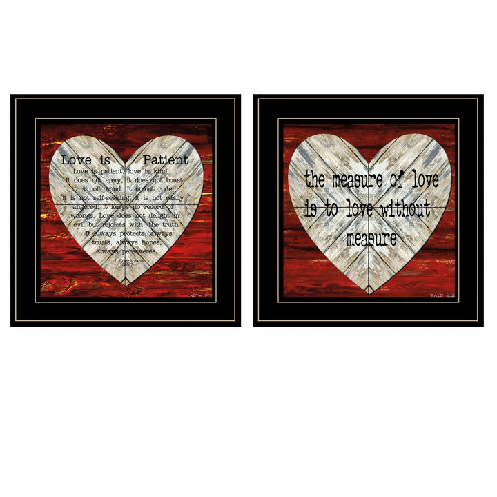 Set Of Two Love is Patient or Measure 2 Black Framed Print Wall Art